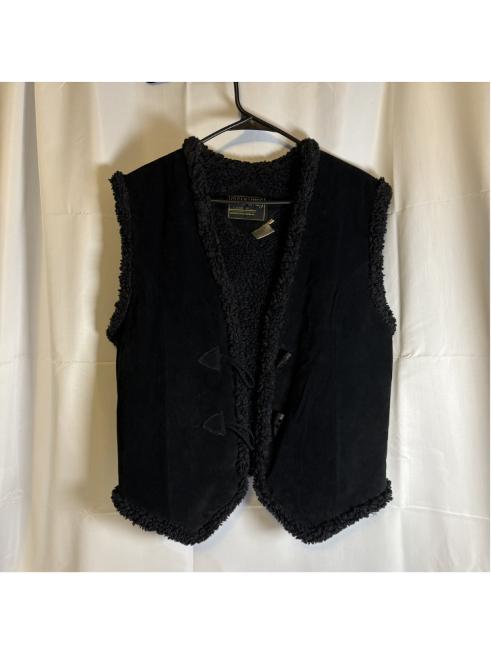 Clean Lines Women's Suede Vest Sherpa Lined Western Boho Whimsy 90s Black Size M